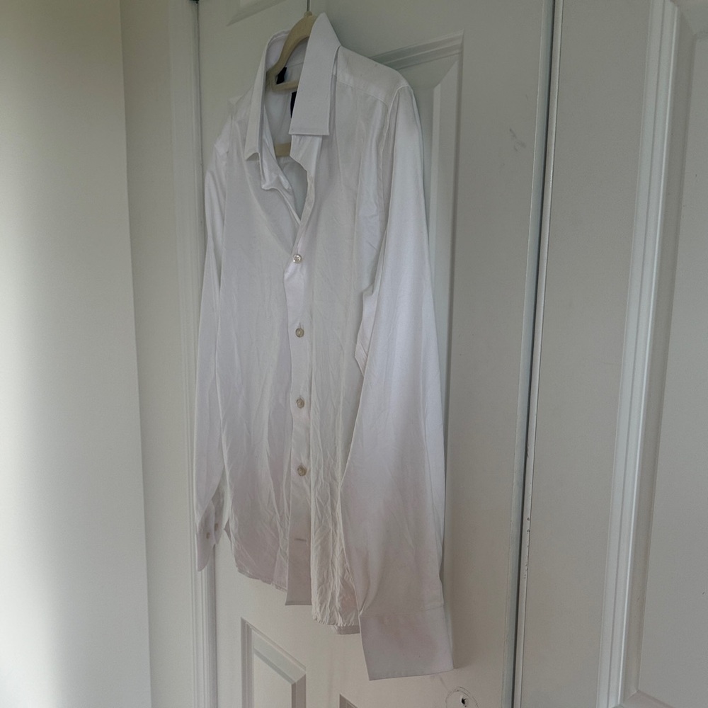 David Donahue Trim Classic White Men's Dress Shirt Size 15.5 32/33 - Picture 5 of 8